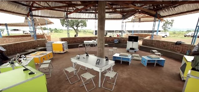 ideas box, set up at a camp