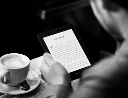 amazon kindle voyage, coffee