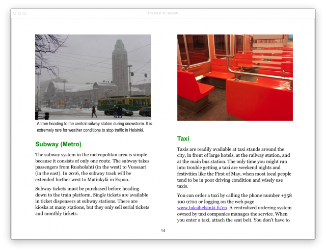 Helsinki: Klaava Travel Guide, sample page