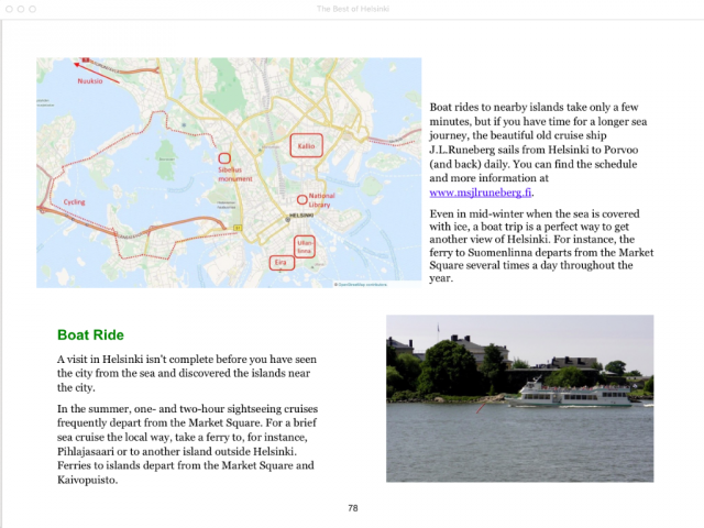 Helsinki: Klaava Travel Guide, sample page