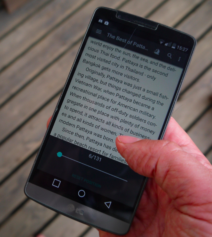 reading ebook in fbreader app on LG G3