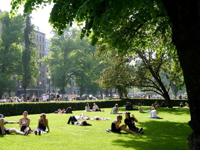 Esplanade Park in summer. Helsinki, Finland.