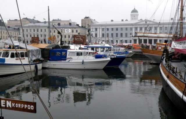 Fish market at Market Square in Helsinki, Finland.