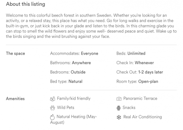 Sweden listing on Airbnb