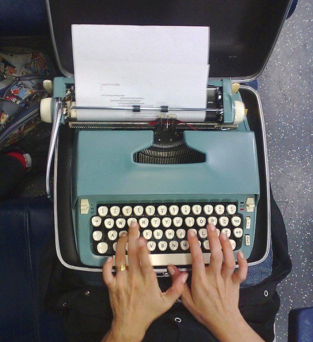 an old typewriter for traveling writers had its own hardshell case. Photo by Stan Wiechers.