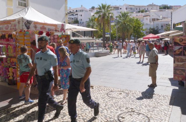 police on patrol in Albufeira, Algarve, Portugal