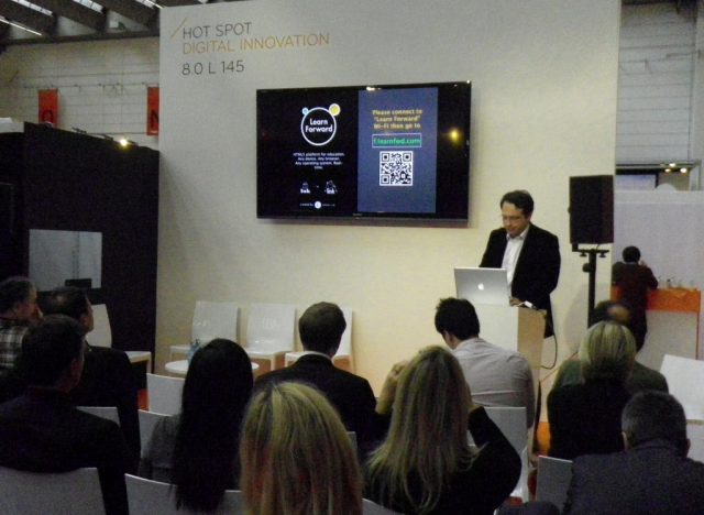 a speaker and audience at Frankfurt book fair