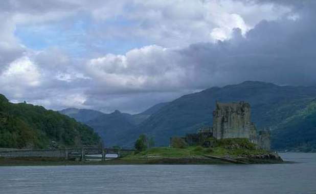 Scotland scenery, a castle on a small island