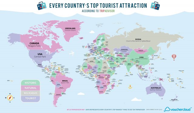 VoucherCloud: map of world. Best places.