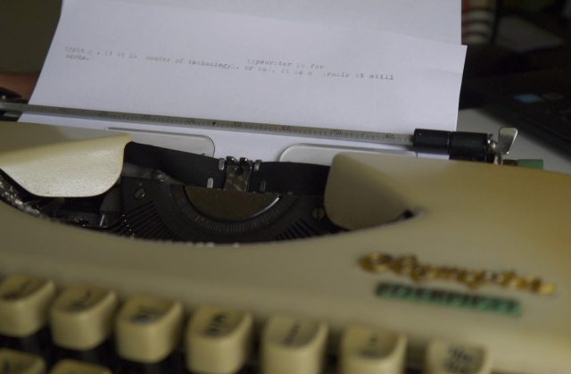 text on paper type on an old typewriter