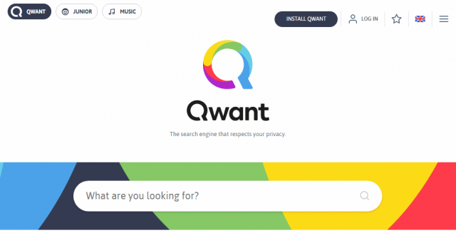 Qwant search engine home page