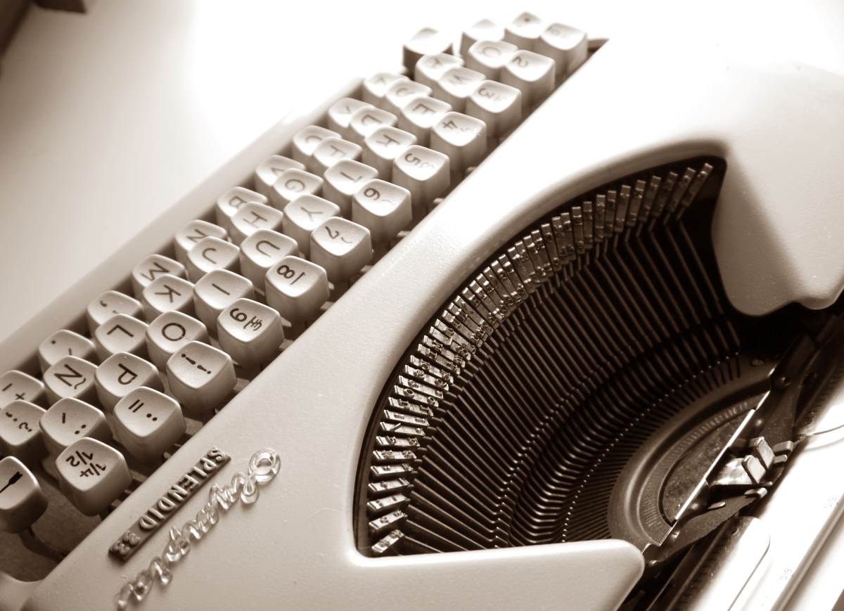 mechanical typewriter, close up on keyboard