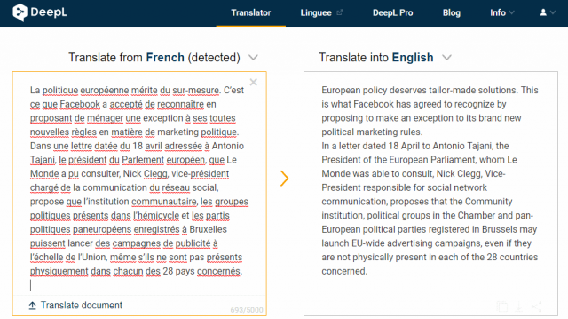 deepl online translator screen shot