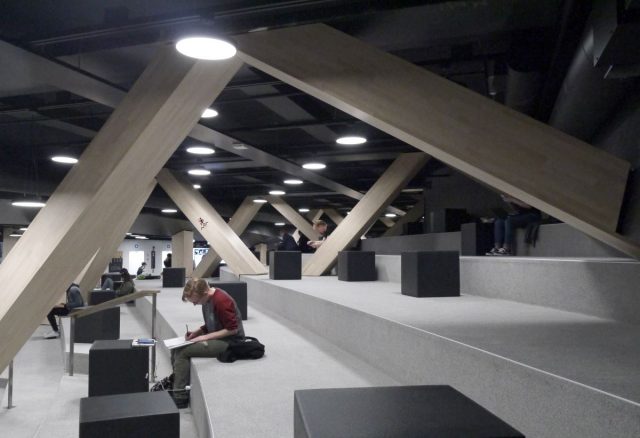 workspace in Oodi library, Helsinki