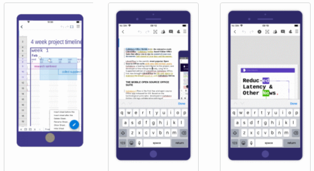 collabora office for writing and editing on a phone and tablet