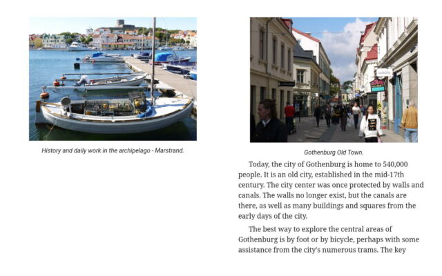 screen capture of travel guidebook Gothenburg, Sweden