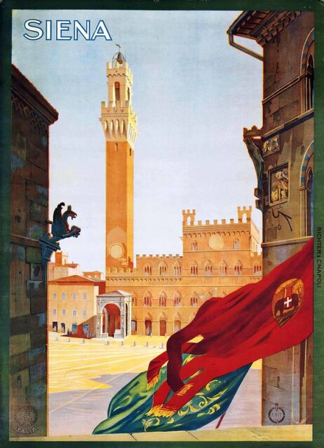 siena, italy vintage travel poster