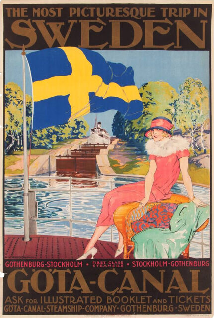 sweden vintage tourism poster
