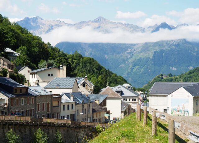 bareges town at slope of col du tourmalet in france, pyrenees mountain range