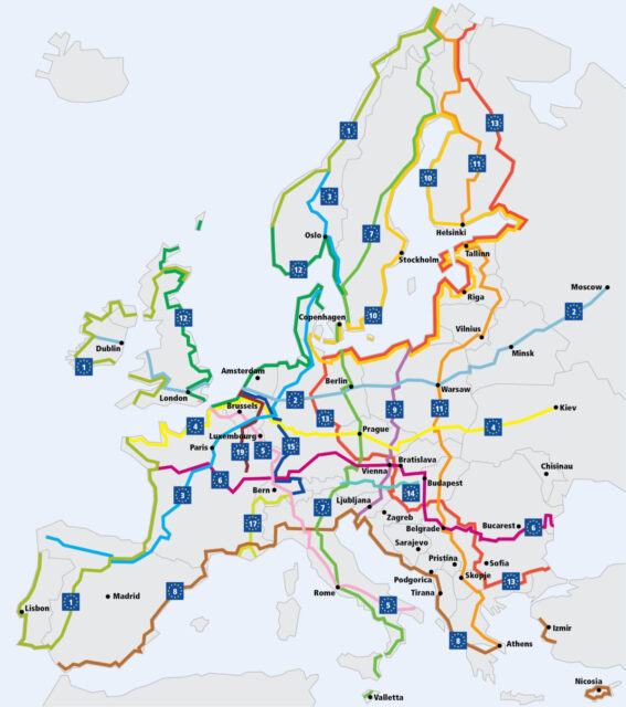 eurovelo, 17 cycling routes across Europe