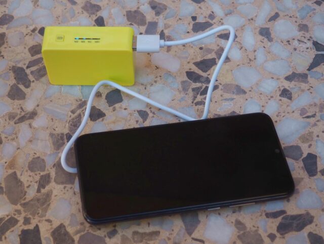 tiny power bank and phone