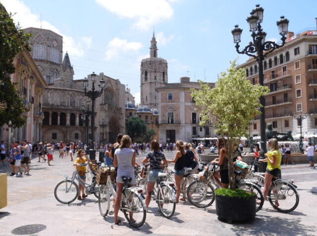 valencia, spain. plaza de la virgen in the old town center.