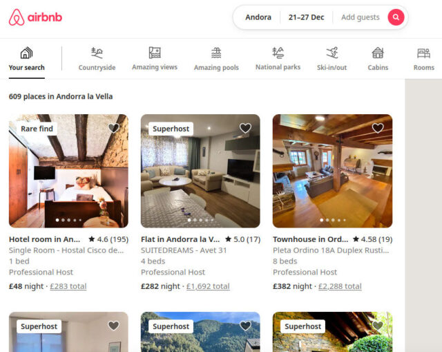 screen capture of airbnb home page
