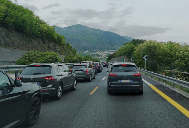 highway to hell in italy: a 10 autobahn - jammed or a race track. photo by arihak.