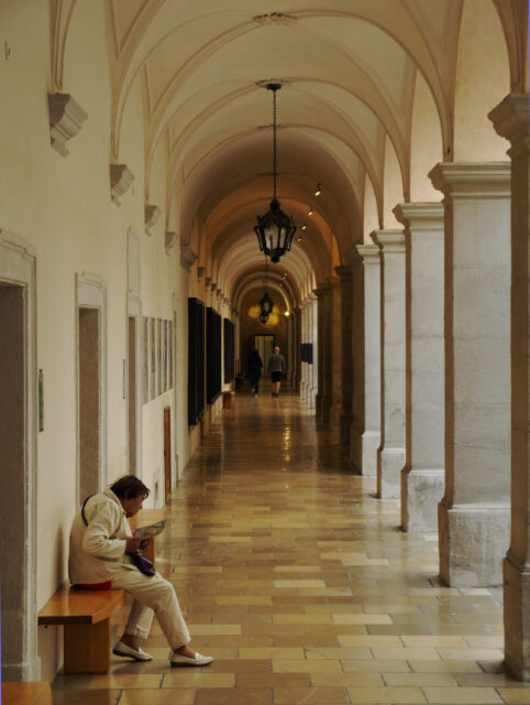 a long corridor in melk abbey, austria. photograph by arihak.