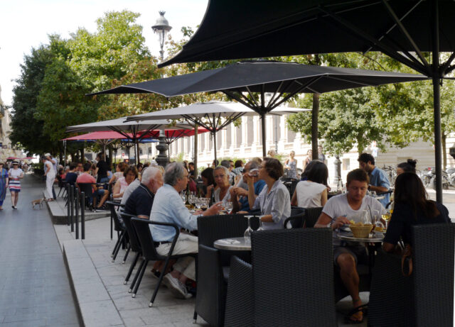 bordeaux, france. people at an outdoor restaurant