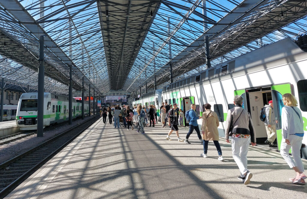 passengers at a railway station