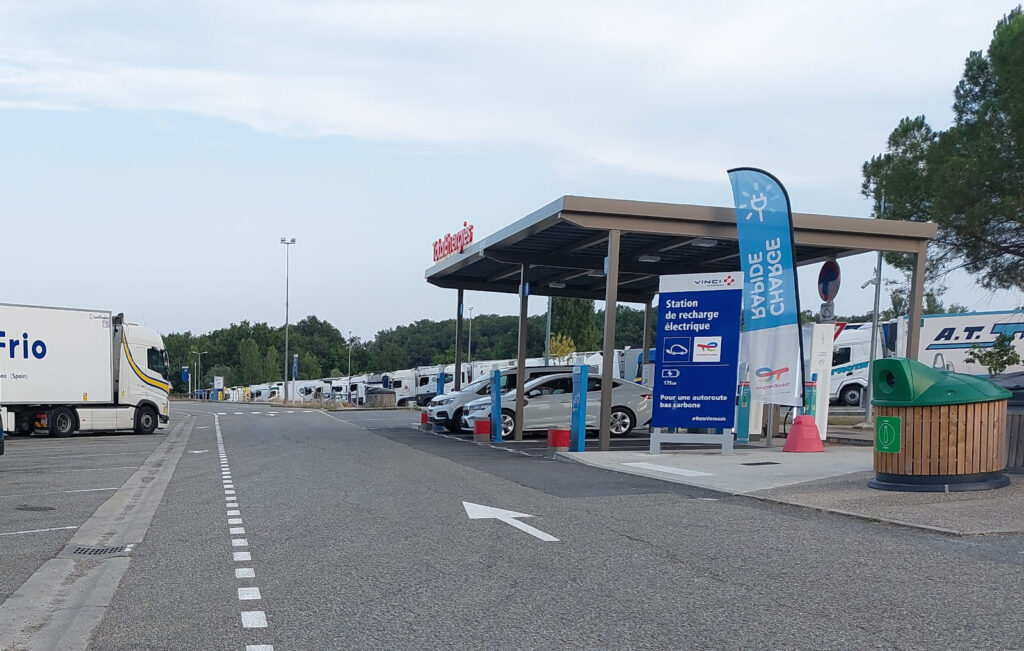 ev charging station at a large highway service station