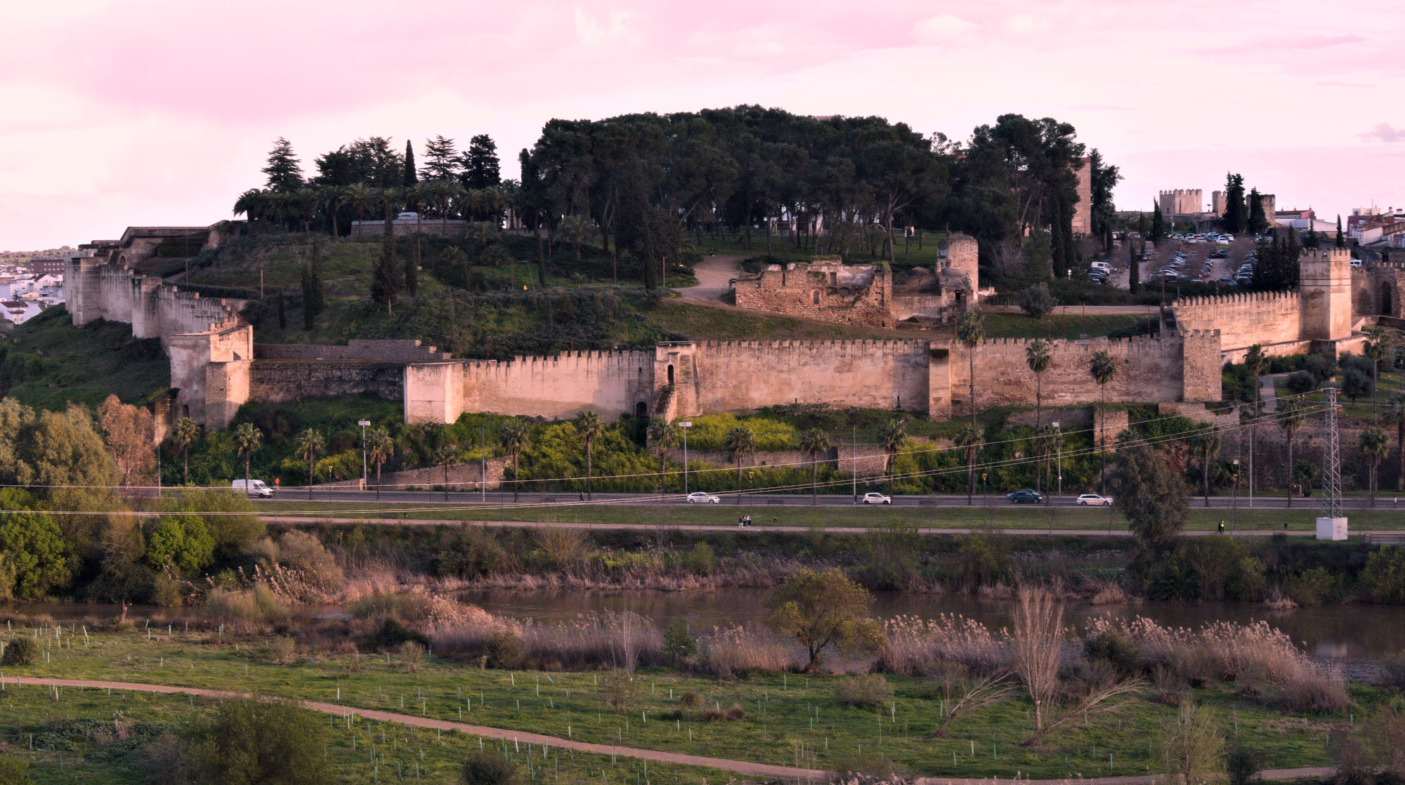 wall around the old town center in badajoz, spain