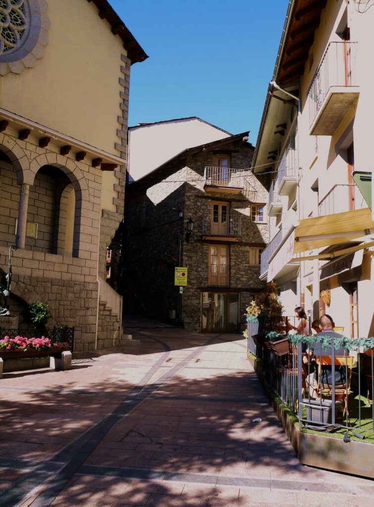 a cafe in the old city center of Andorra La Vella