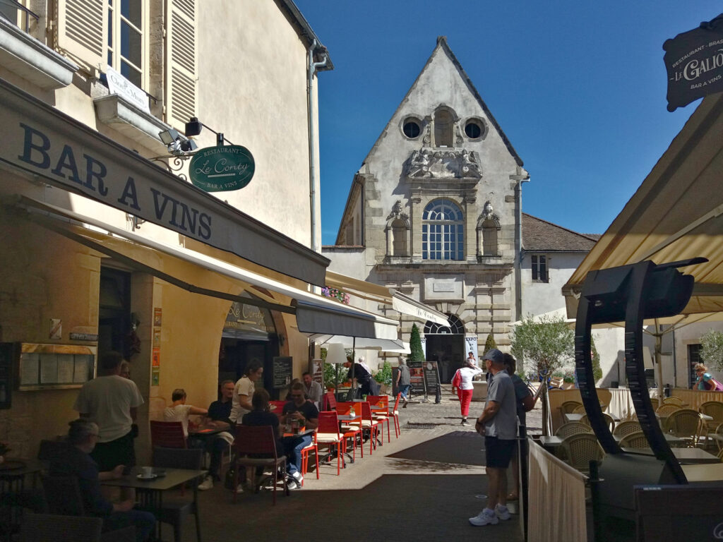 church square restaurant terraces in Beaune, France