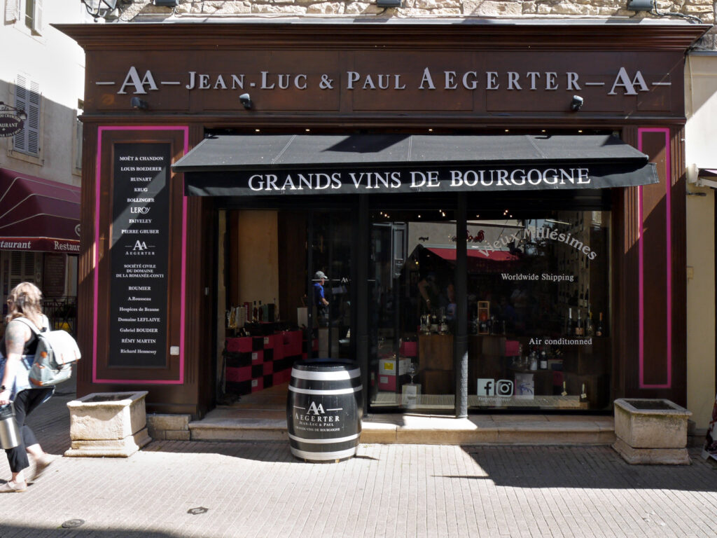 a renowned burgundy (bourgogne ) wine shop in Beaune, France