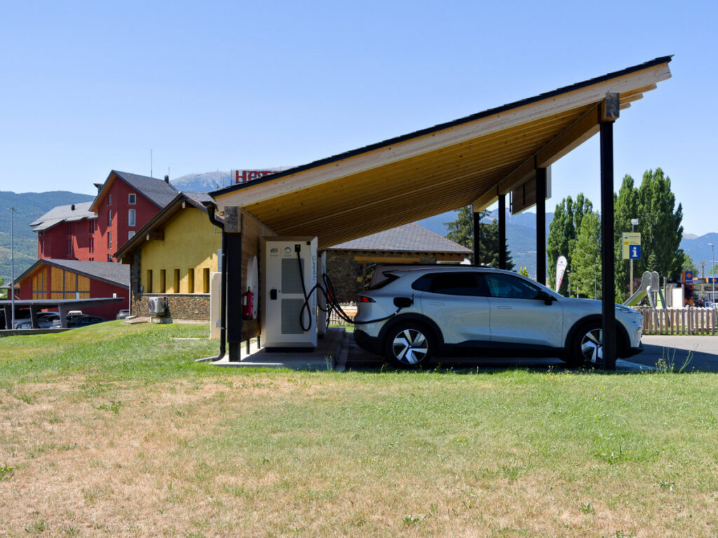 ev charging station in puigcerda on the pyrenees mountains